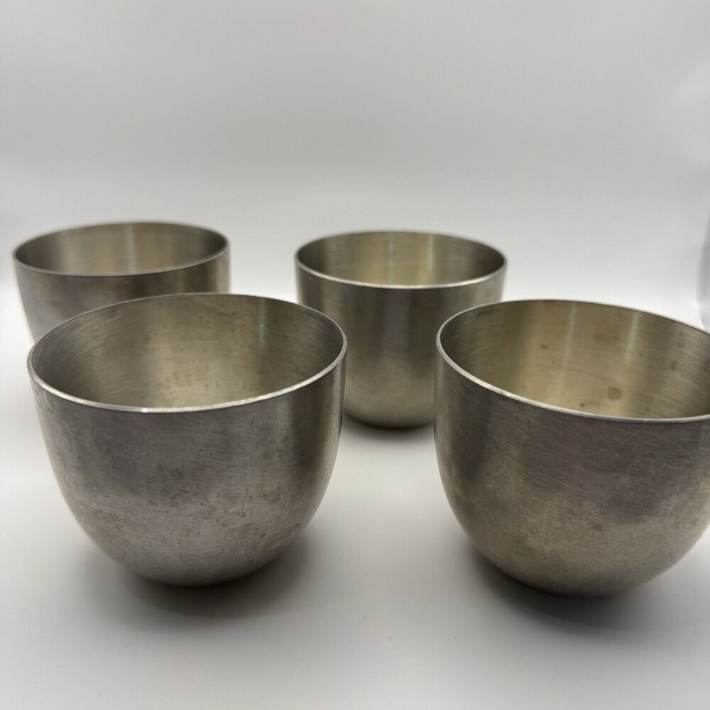 Vintage Set Of  4 Authentic Reproduction Jefferson Cups Stieff Pewter P50